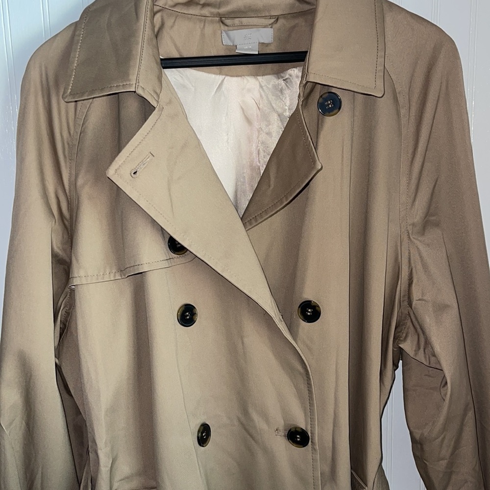 NWOT H&M Long Tan Trench Coat Size 16